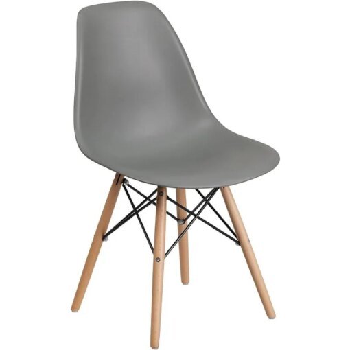 Buy Elon Series Moss Gray Plastic Chair with Wooden Legs online shopping cheap