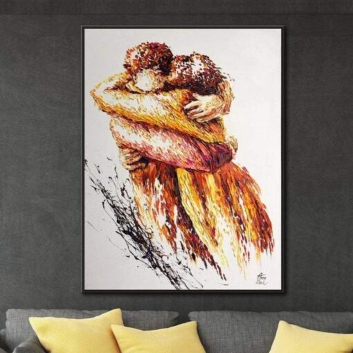Buy Embrace Large Canvas Painting Love Painting Modern Romantic Wall Art | AUTUMN HUGS online shopping cheap