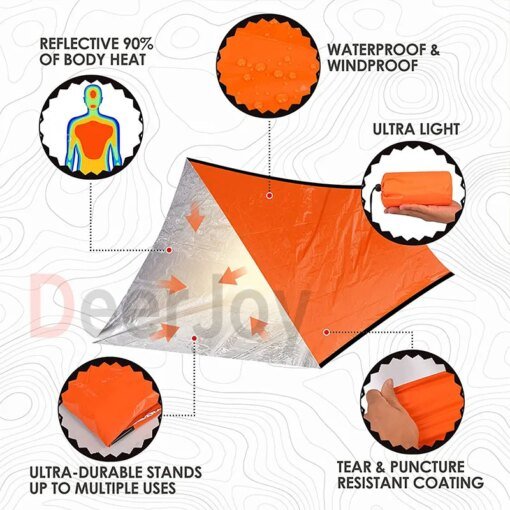 Buy Emergency Tent Shelter Survival Tent 2 Person Ultra Lightweight Life Tent Water and Windproof Tube Tent Camping Hiking Resistant online shopping cheap