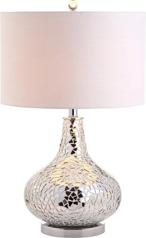 Buy Emilia 26" Mirrored Mosaic LED Contemporary Glam Bedside Desk Nightstand Lamp for Bedroom Living Room Office College Bookca online shopping cheap