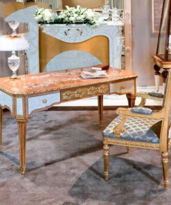 European solid wood carved shells, collage, computer desk, luxury bookcase, desk, villa, study furniture customization