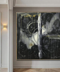 Extra Large Abstract Acrylic Black And White Paintings On Canvas Unique Art Modern Wall Art | ACE OF WANDS