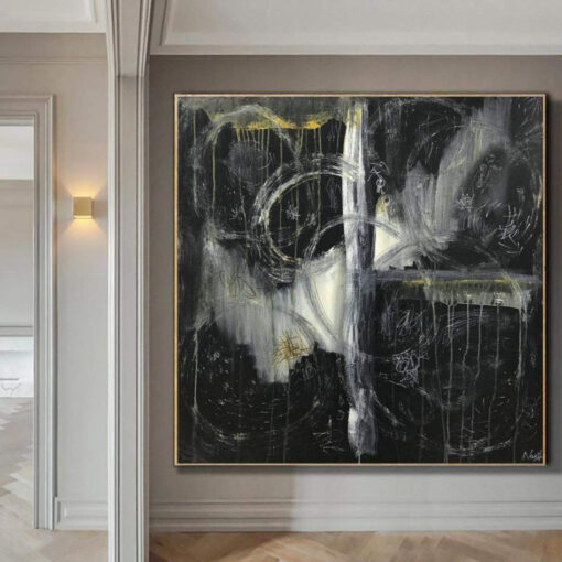 Buy Extra Large Abstract Acrylic Black And White Paintings On Canvas Unique Art Modern Wall Art | ACE OF WANDS online shopping cheap