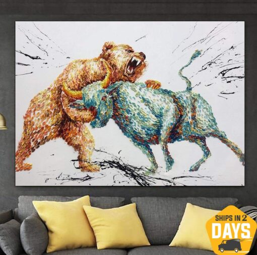 Buy Extra Large Abstract Art Bull Painting Large Painting Animal Painting Framed Painting Bear Painting Modern Wall Art | UNSTABLE MARKET 34"x46" online shopping cheap