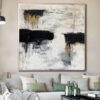 Buy Extra Large Abstract Black And White Oil Paintings On Canvas Original Fine Art Contemporary Wall Art Golden Wall Decor | BLACK GOLD ON WHITE online shopping cheap