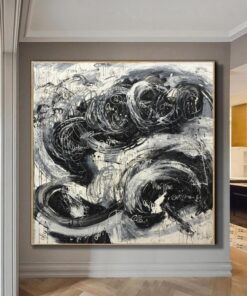 Extra Large Abstract Black And White Painting Gray Original Oil Wall Art | EMERGENCE