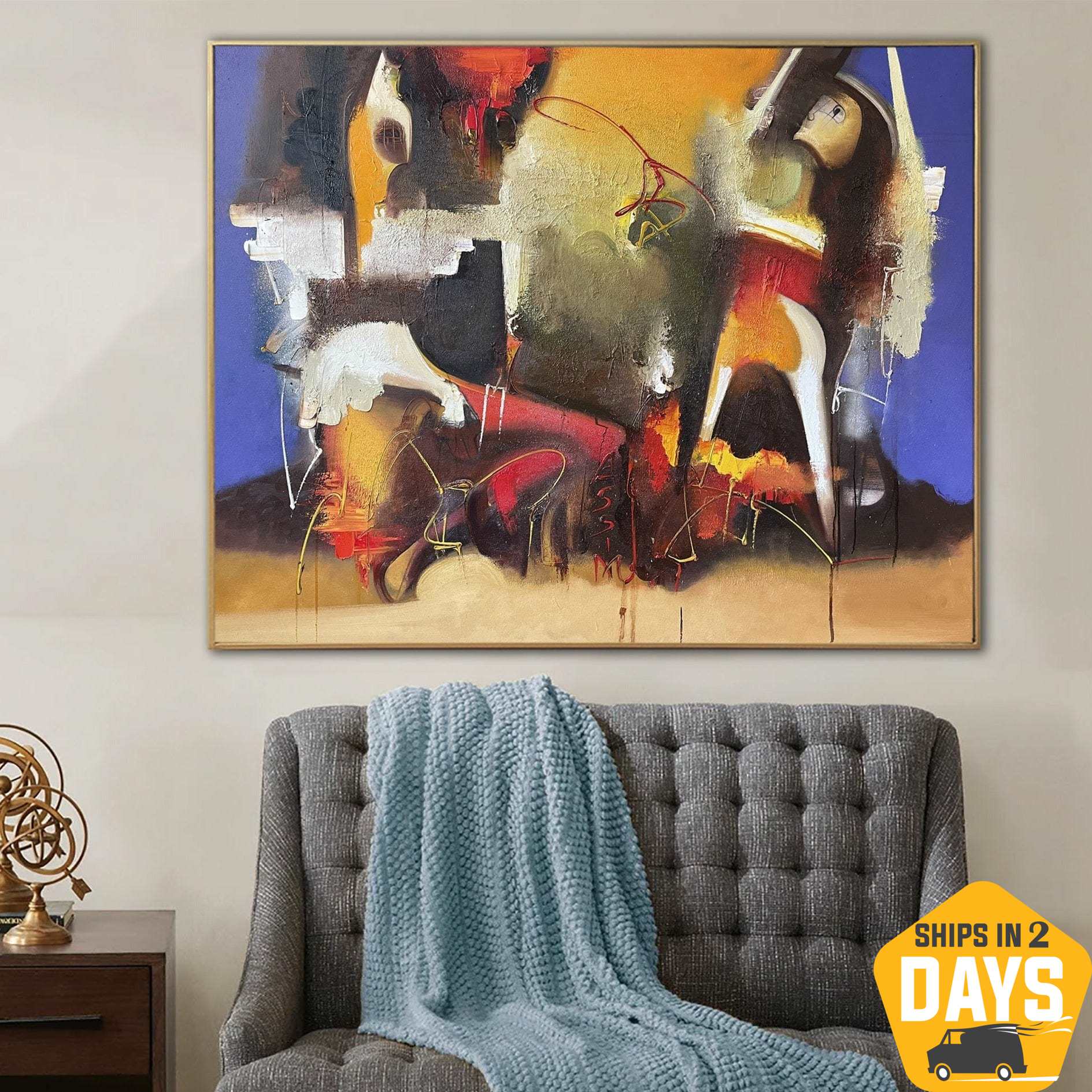 Buy Extra Large Abstract Colorful Painting On Canvas Modern Textured Fine Art Original Wall Decor | SUN ECLIPSE 47.2"x59" online shopping cheap