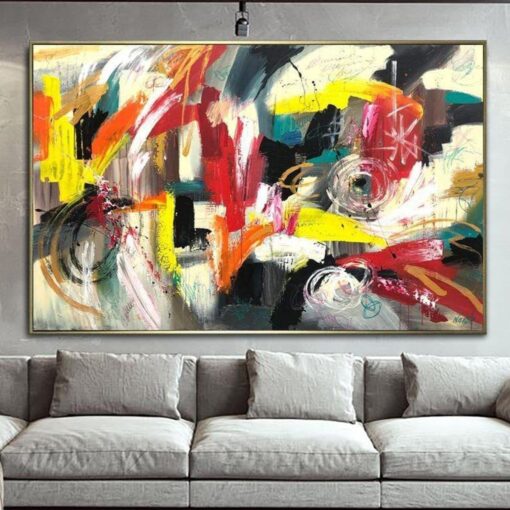 Buy Extra Large Abstract Colorful Paintings On Canvas Modern Acrylic Wall Art | VALLETTA'S HEART online shopping cheap