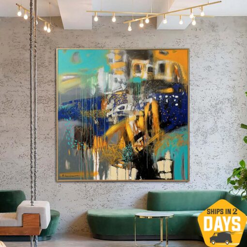 Buy Extra Large Abstract Colorful Paintings On Canvas Modern Oil Painting Vivid Art Textured Painting | GLARING 47.24"x47.24" online shopping cheap