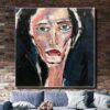 Extra Large Abstract Face Oil Paintings On Canvas Modern Fine Art Women Art Wall Decor | WOMAN WITH RED LIPS Extra Large Abstract Face Oil Paintings On Canvas Modern Fine Art Women Art Wall Decor | WOMAN WITH RED LIPS
