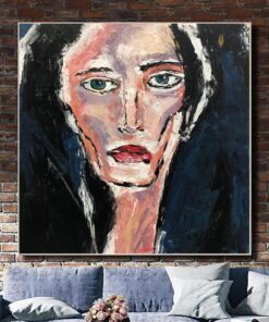 Extra Large Abstract Face Oil Paintings On Canvas Modern Fine Art Women Art Wall Decor | WOMAN WITH RED LIPS