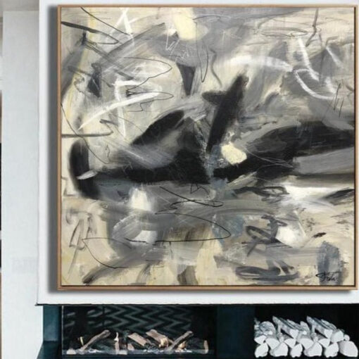 Buy Extra Large Abstract Grey Paintings On Canvas Fine Art Acrylic Wall Art Nursery Wall Decor | MEMOIR DIARY online shopping cheap