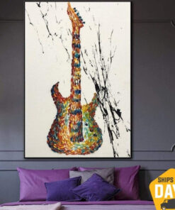Extra Large Abstract Guitar Painting On Canvas Electric Guitar Wall Art Music Painting Canvas Art Painting Wall Art | YOUTHFUL DREAMS 30"x18"