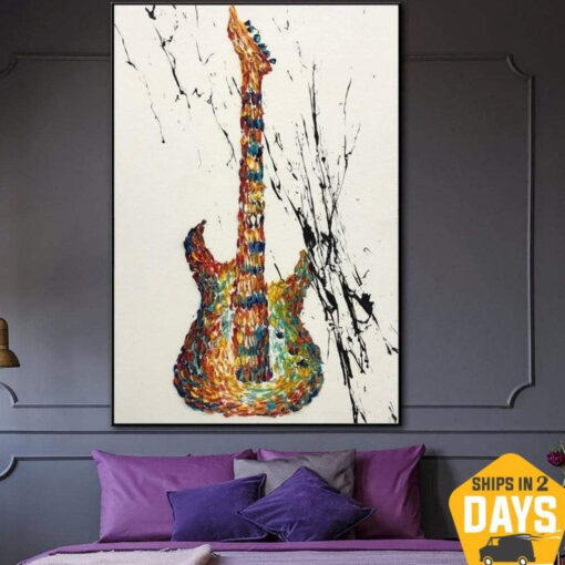 Buy Extra Large Abstract Guitar Painting On Canvas Electric Guitar Wall Art Music Painting Canvas Art Painting Wall Art | YOUTHFUL DREAMS 30"x18" online shopping cheap