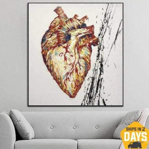 Buy Extra Large Abstract Heart Painting Original Fine Art Realistic Paintings On Canvas Oil Painting Creative Wall Art | LIFE SOURCE 20"x20" online shopping cheap