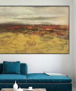 Extra Large Abstract Landscape Oil Paintings On Canvas Textured Expressionist Painting In Yellow, Red and Beige Colors Modern Art Wall Decor | FAUNA