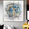 Buy Extra Large Abstract Light Blue Painting Unique Texture Acrylic Art Modern Fine Contemporary Wall Art | WINTER MAGIC 28"x28" online shopping cheap
