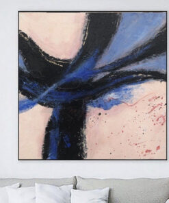 Extra Large Abstract Minimalist Paintings On Canvas Creative Textured Painting 60×60 Oil Painting In Pink And Blue Colors for Living Room | SPLASH