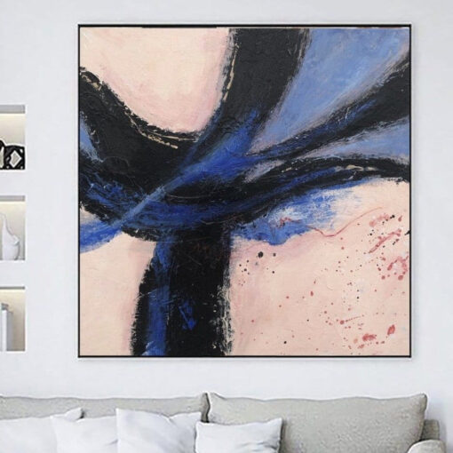 Buy Extra Large Abstract Minimalist Paintings On Canvas Creative Textured Painting 60x60 Oil Painting In Pink And Blue Colors for Living Room | SPLASH online shopping cheap