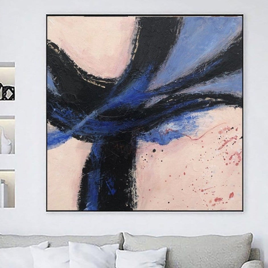 Buy Extra Large Abstract Minimalist Paintings On Canvas Creative Textured Painting 60x60 Oil Painting In Pink And Blue Colors for Living Room | SPLASH online shopping cheap