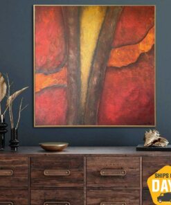 Extra Large Abstract Red Paintings On Canvas Original Textured Fine Art Hand Painted Oil Painting | RED ABSTRACTION 46"x46"