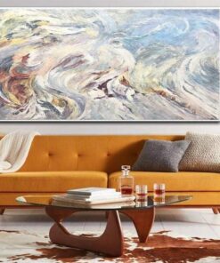 Extra Large Abstract White Paintings On Canvas Acrylic Painting Original Marble Wall Art Oil Fine Art Contemporary Art Decor | STORMING SEA