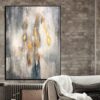 Buy Extra Large Acrylic Abstract Canvas Gray Oil Painting Abstract Modern Art Gold Leaf Contemporary Art | GOLDEN RAIN online shopping cheap