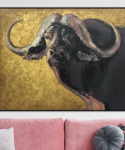 Extra Large African Buffalo Painting on Canvas Wild Animal Oil Painting Buffalo Bison Wall Art Buffalo Modern Art Modern Room Decor | AFRICAN BUFFALO