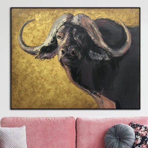 Buy Extra Large African Buffalo Painting on Canvas Wild Animal Oil Painting Buffalo Bison Wall Art Buffalo Modern Art Modern Room Decor | AFRICAN BUFFALO online shopping cheap