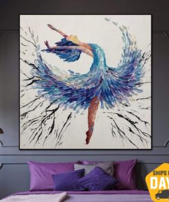 Extra Large Art Ballerina Abstract Artwork Ballerina Wall Art Ballet Painting Dance Art Acrylic Painting On Canvas Wall Decor | BALLERINA AIDANA 32"x32"