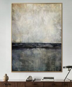 Extra Large Beige Painting Gray Landscape Art Abstract Canvas | QUIET PLACE