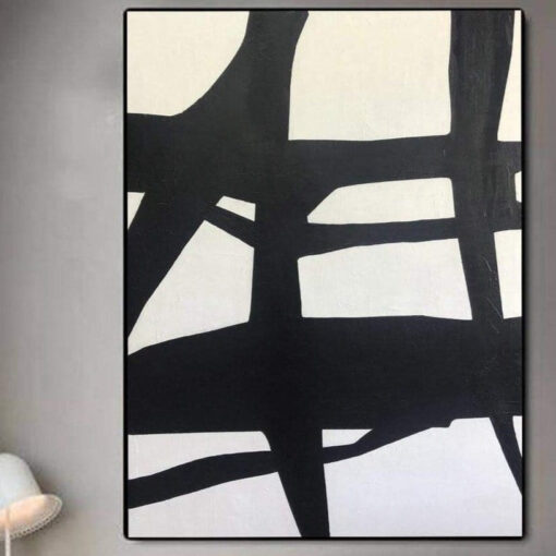 Buy Extra Large Black And White Paintings On Canvas Abstract Painting Franz Kline style White Paintings | TOWER TOP online shopping cheap