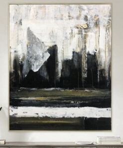 Extra Large Canvas Art Black And White Abstract Painting Oil Paintings Abstract Original Wall Painting | FOGGY CITY LIGHTS