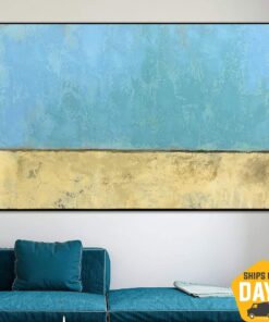 Extra Large Canvas Art Blue Wall Art Yellow Paintings On Canvas Abstract Oil Painting | FREEDOM 24"x35"