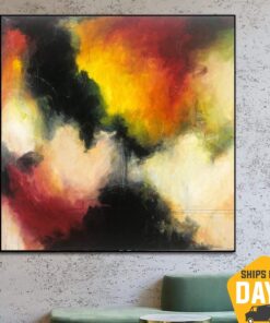 Extra Large Canvas Art Colorful Paintings On Canvas Abstract Painting Original Wall Art Wall Decorations For Living Room Office Decor | SUNSET 60"x60"