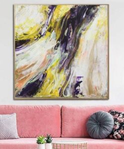 Extra Large Canvas Yellow Paintings On Canvas Abstract Waterfall Expressionist Art Modern Painting Acrylic Painting Wall Decor | FRUIT DESSERT