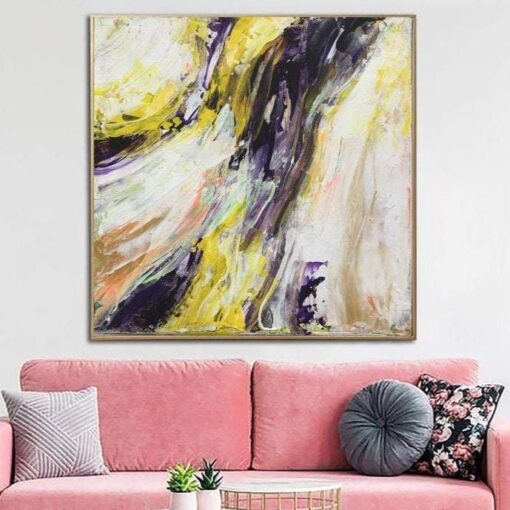 Buy Extra Large Canvas Yellow Paintings On Canvas Abstract Waterfall Expressionist Art Modern Painting Acrylic Painting Wall Decor | FRUIT DESSERT online shopping cheap