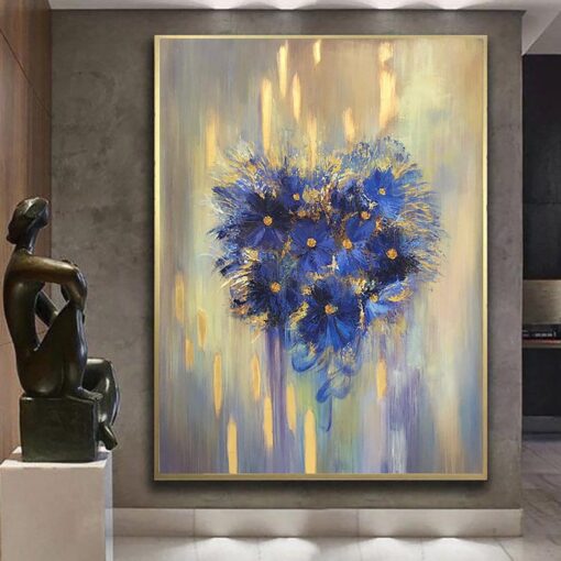 Buy Extra Large Colorful Flowers Painting Very Peri Romantic Wall Art Abstract Painting Hotel Art | FLOWER HEART online shopping cheap