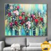 Buy Extra Large Flowers Paintings On Canvas Purple Painting Green Modern Textured Painting Oil Painting Modern Decor | COLORFUL FLOWERS FIELD 23.6“x31.5" online shopping cheap