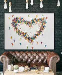 Extra Large Heart Paintings On Canvas Abstract Oil Painting Colorful Romantic Wall Art Modern Impasto Painting | LOVE ESSENCE