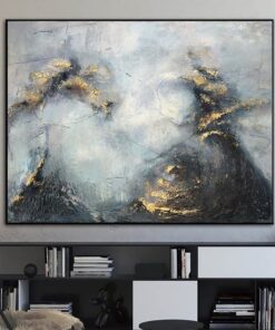 Extra Large Oil Painting Large Canvas Wall Art Blue And Gold Abstract Painting Original Wall Art | SOMEWHERE IN THE HEAVEN