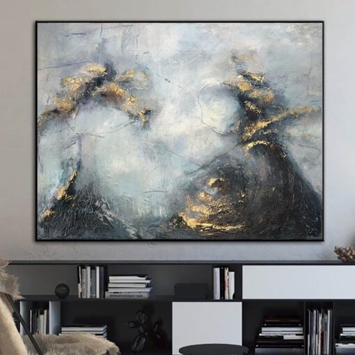 Buy Extra Large Oil Painting Large Canvas Wall Art Blue And Gold Abstract Painting Original Wall Art | SOMEWHERE IN THE HEAVEN online shopping cheap