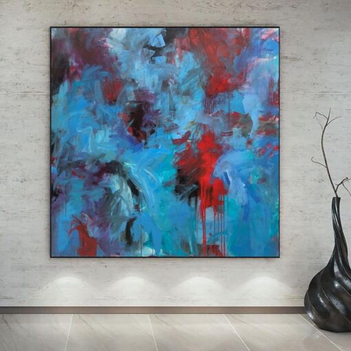 Buy Extra Large Original Abstract Acrylic Artwork Blue Painting On Canvas Texture Fine Art Oil Painting Modern Artwork | BLUE CURACAO online shopping cheap