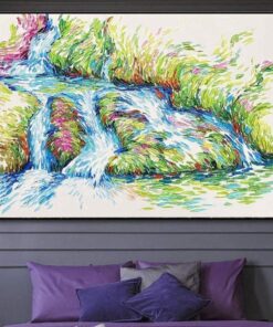 Extra Large Original Abstract Colorful Creek Paintings On Canvas Oil Painting Impasto Painting Modern Fine Art Decor | RIVER IN SPRING