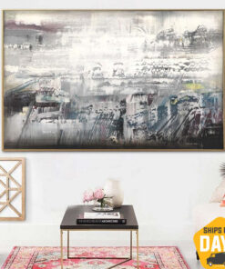 Extra Large Original Abstract Grey Paintings On Canvas Modern Textured Painting Wall Art Mixed Media Oil Painting Wall Decor | ASSOCIATION 154 35.43"x57.08"