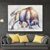 Buy Extra Large Original Charging Bull Painting On Canvas Modern Orange Abstract Animal Painting Minimalist Fine Art Decor | CORRIDA online shopping cheap