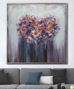 Extra Large Original Colorful Flower Heart Painting Abstract Love Fine Art Floral Painting On Canvas Modern Oil Artwork | FLORAL LOVE