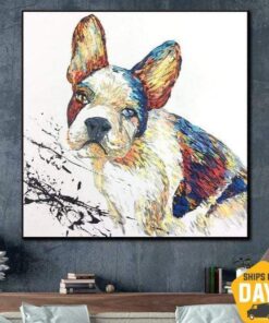 Extra Large Original Dog Painting On Canvas French Bulldog Wall Decor | EXPECTATIONS 24"x24"