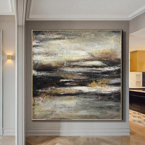 Buy Extra Large Original Oil Paintings Abstract Black Art Canvas Contemporary Art Acrylic Painting Contemporary Fine Art Wall Decor | STORM IN THE OCEAN online shopping cheap