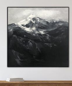 Extra Large Painting Abstract Mountain Painting Original Art Oil Painting on Canvas Black And White Large Artwork Above Bedroom Decor | MOUNTAIN PEAK